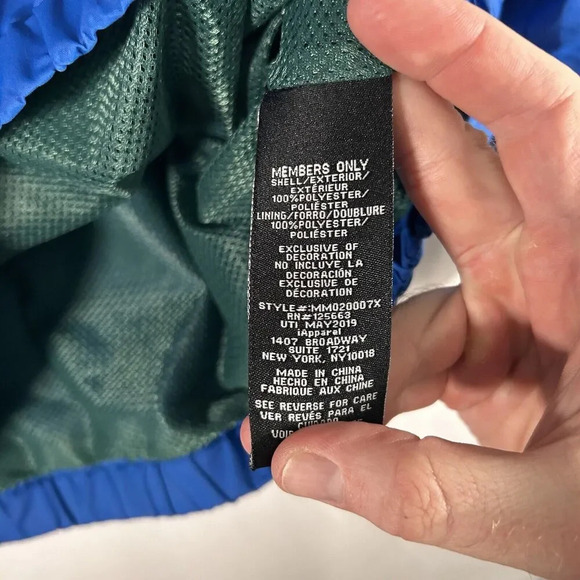 Members Only Jacket Men's Small Blue Green Hooded Pockets 1/4 Zip Pullover - Picture 7 of 13